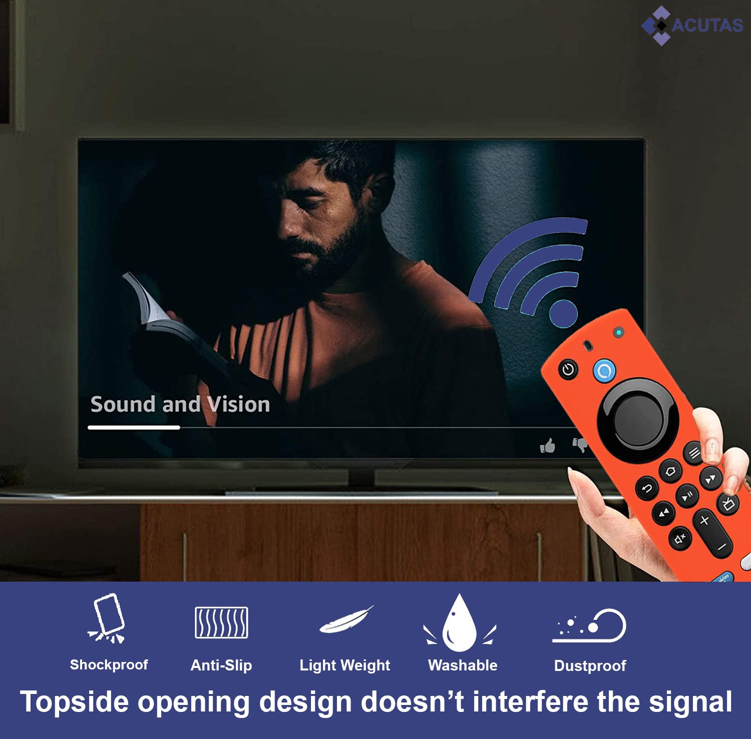 ACUTAS Silicone Remote Cover Compatible for Fire TV Stick (3rd Gen, 2021) with all-new Alexa Voice Remote Case (Orange, Fire TV 3rd Gen 2021) only Remote cover