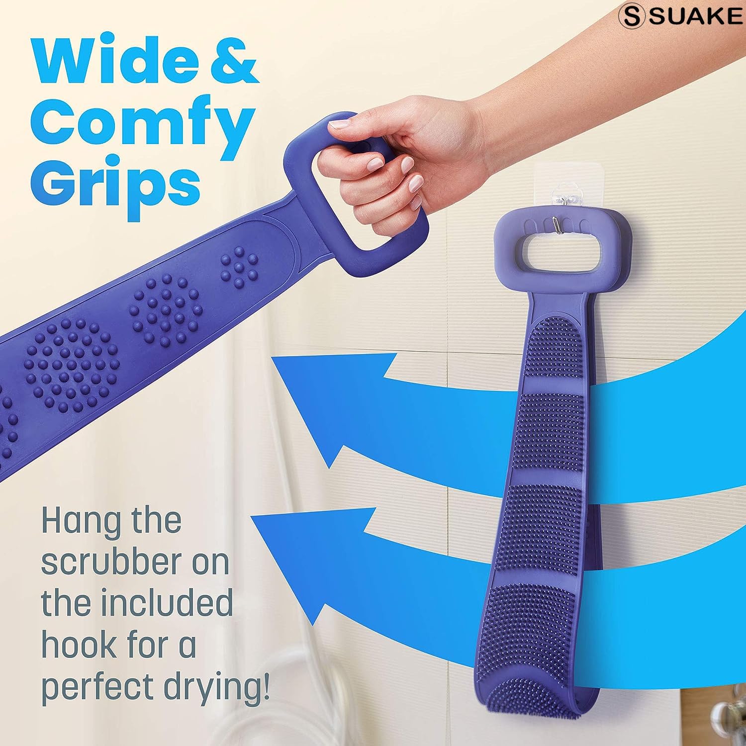 Suake Double-Sided Silicone Body Scrubber: Deep Cleansing, Exfoliating, and Massage for Ultimate Skin Care