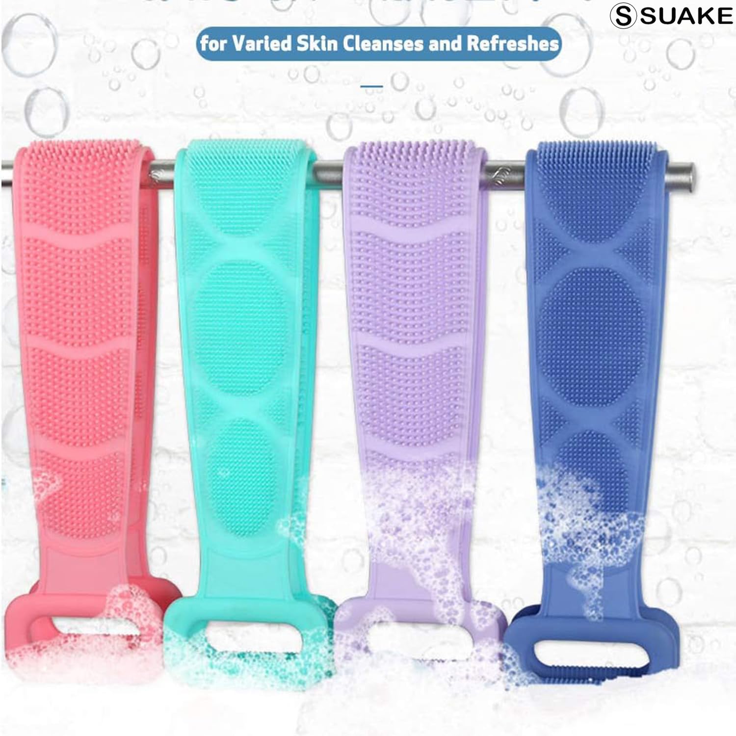 Suake Double-Sided Silicone Body Scrubber: Deep Cleansing, Exfoliating, and Massage for Ultimate Skin Care