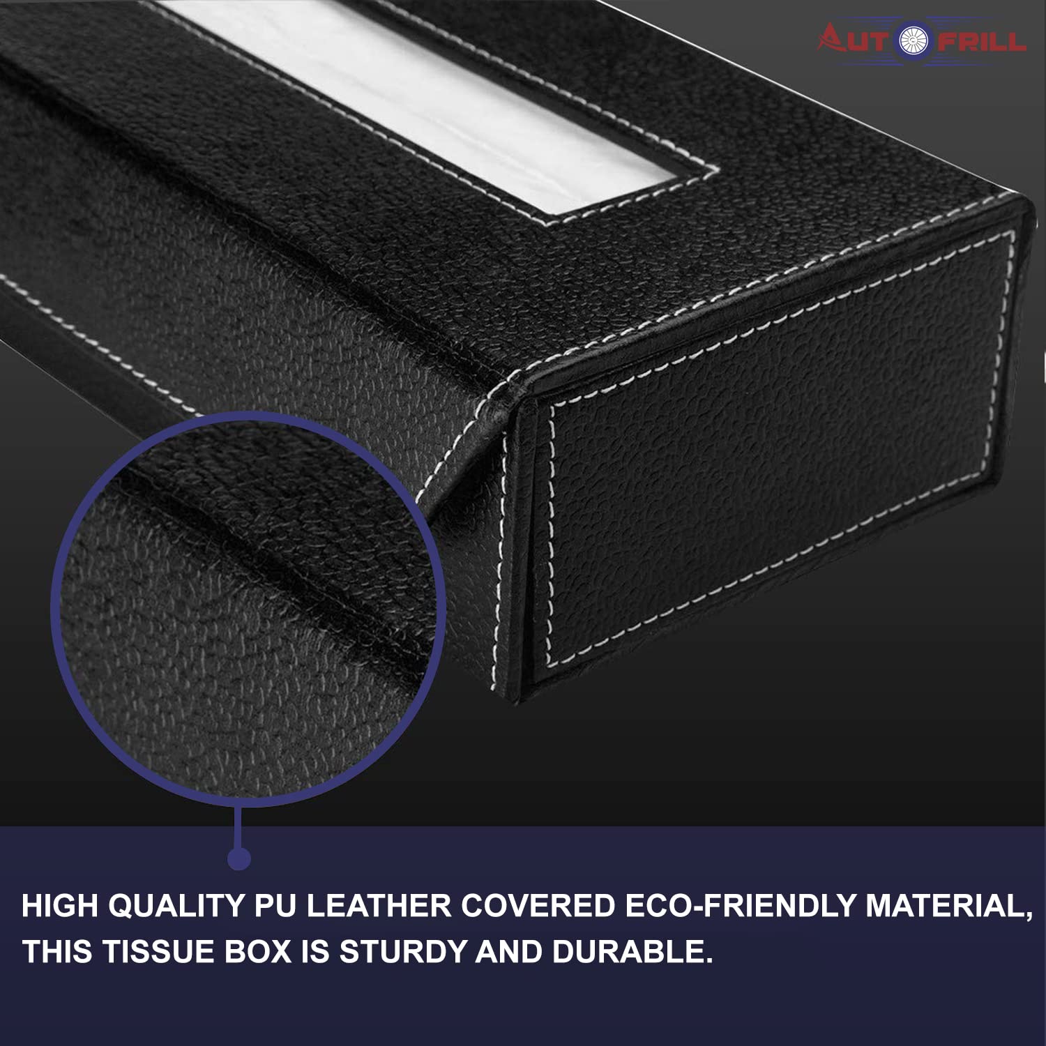 AUTOFRILL Car Tissue Box with 2 Ply 100 Pull Tissue Paper, Tissue Paper Holder, Tissue Box Holder, Car Tissue Holder Tissue Holder for Home, Office, Kitchen (Black Box)