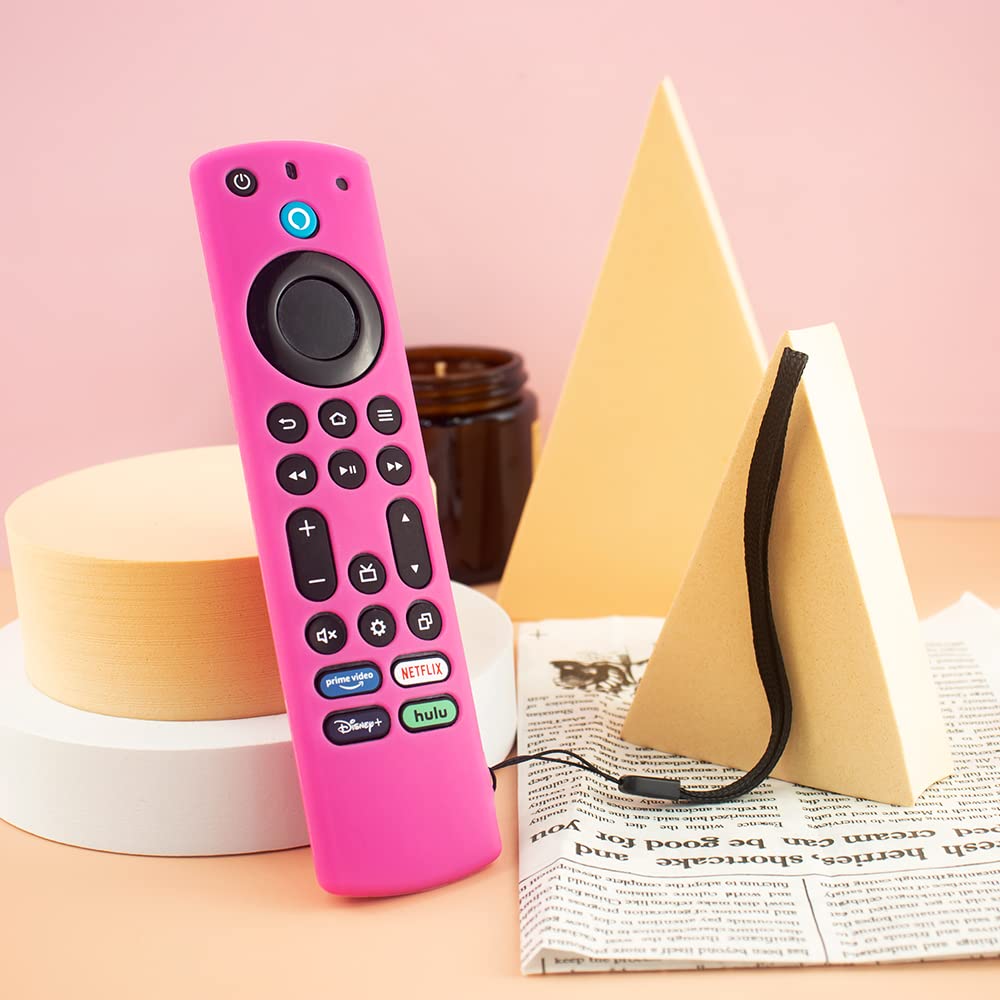 ETUZI Silicone Full Wrap Remote Case Compatible with Amazon Basics Smart LED TV Remote Shockproof Cover with Loop (Rose Pink)