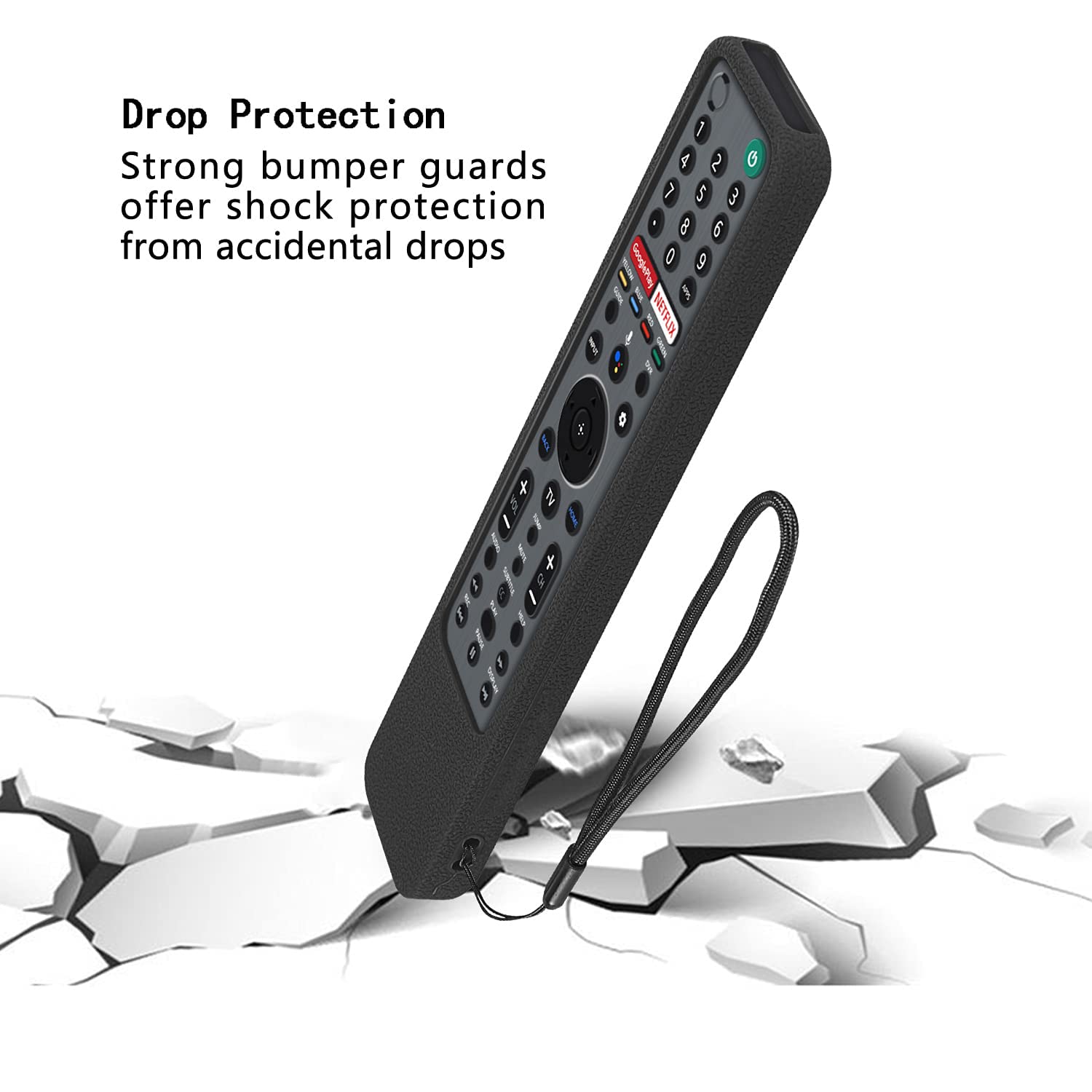 ETUZI Silicone Remote Cover Compatible for Sony Voice RMF-TX600U RMF-TX500E Smart TV Remote Control Remote Case with Loop