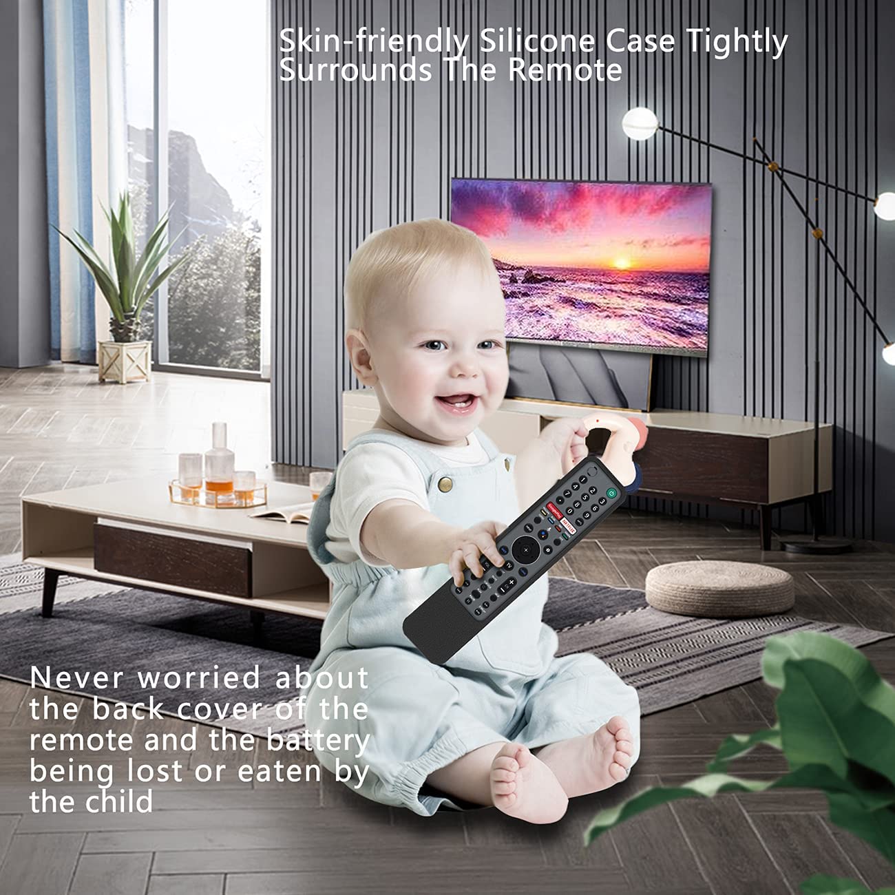ETUZI Silicone Remote Cover Compatible for Sony Voice RMF-TX600U RMF-TX500E Smart TV Remote Control Remote Case with Loop