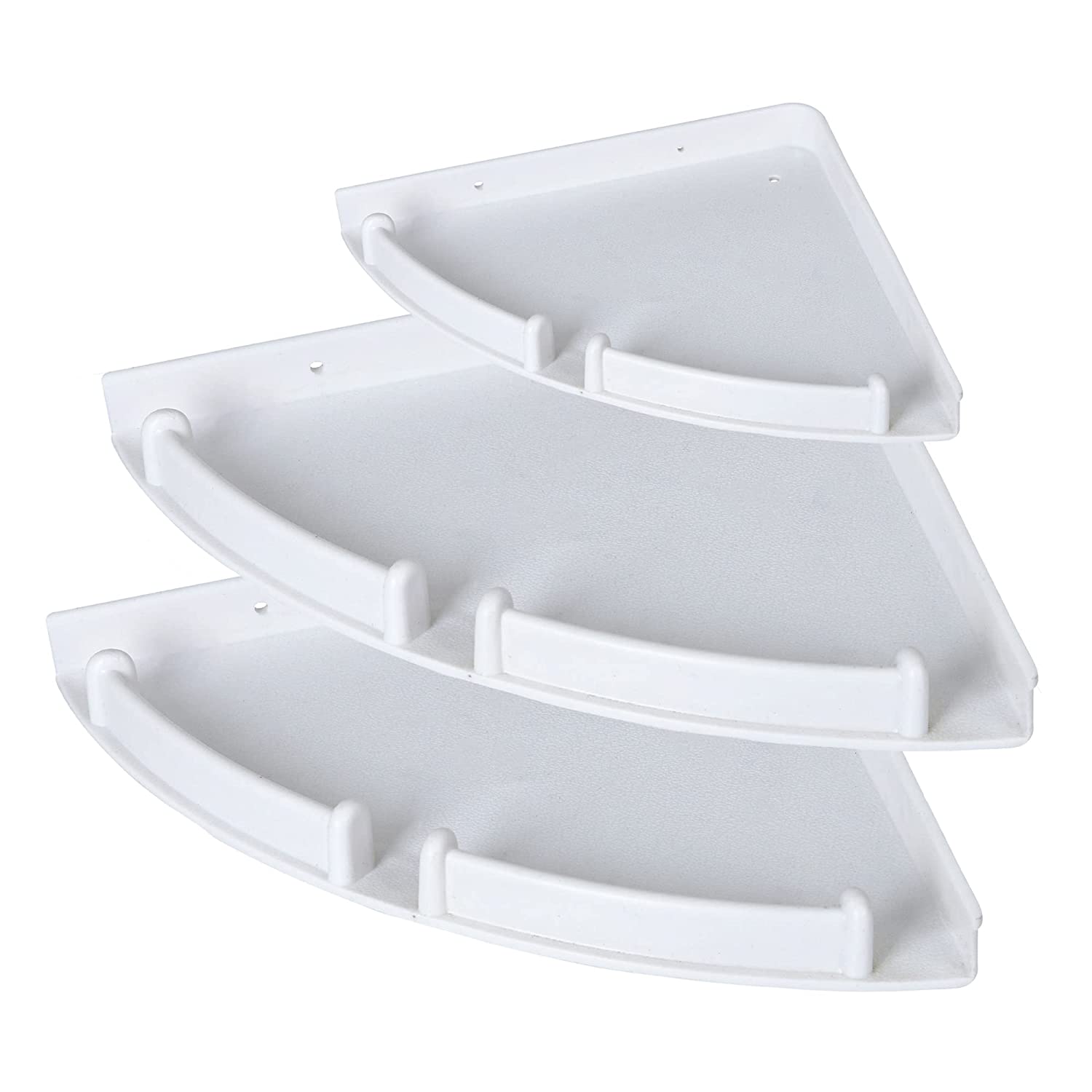 DALUCI Stylish Unbreakable and Quality  Wall Mount Bathroom Corner Set Acrylic Wall Shelf (3 Pieces, White)