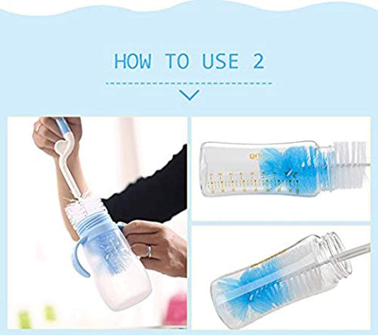 AWEJOY 7 Pcs Baby Milk Bottle Nipple Straw Brush Sponge Nylon Cleaning Brush Cleaner Bottle Set (Random Color, 7)