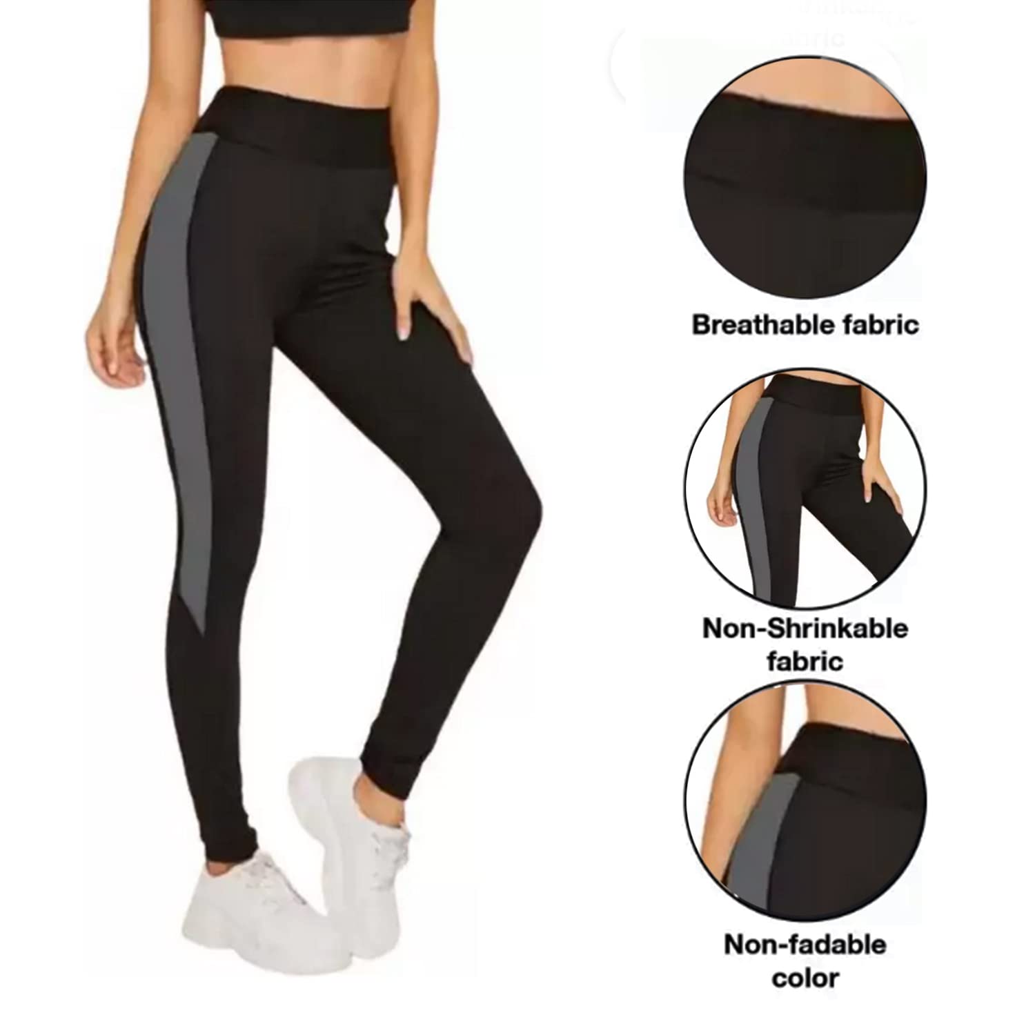 Accustyle Women's Regular Sports Fitness Yoga Gym Wear Track Pant (Black & White , Black & Grey)