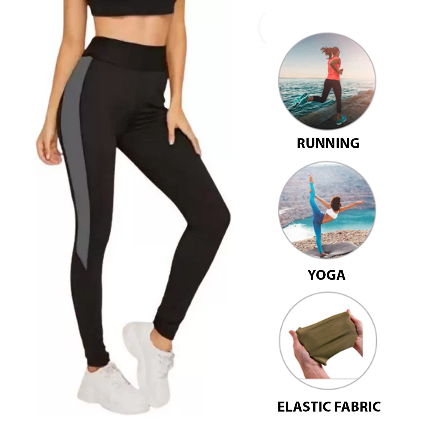 Accustyle Women's Regular Sports Fitness Yoga Gym Wear Track Pant (Black & White , Black & Grey)