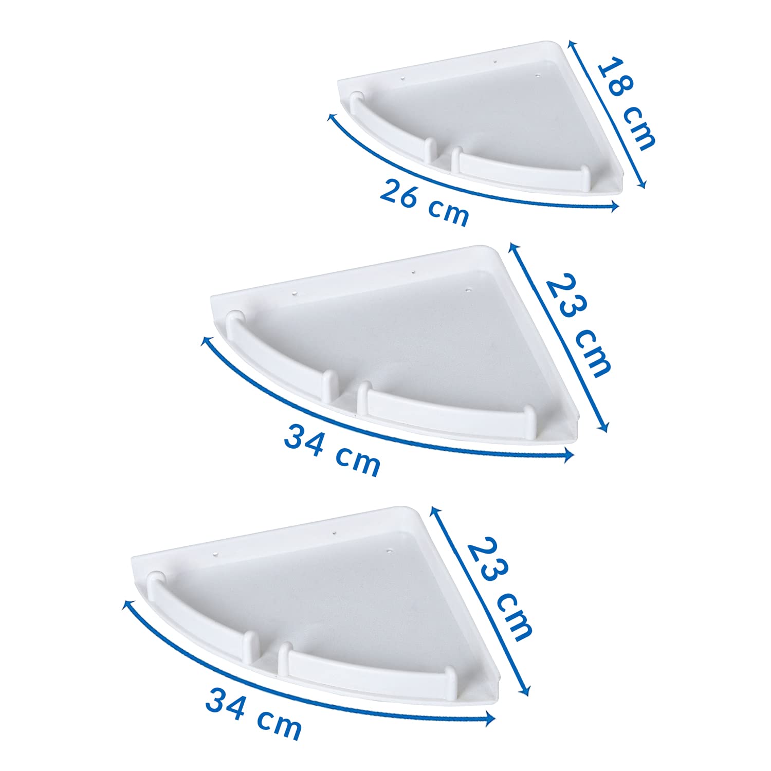 DALUCI Stylish Unbreakable and Quality  Wall Mount Bathroom Corner Set Acrylic Wall Shelf (3 Pieces, White)