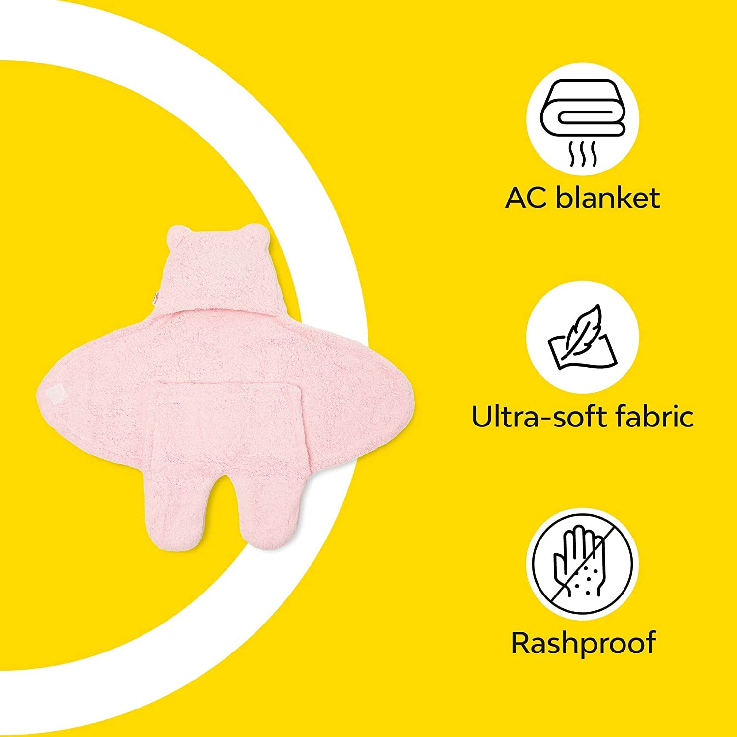 AWEJOY Hooded Baby Blanket Wrapper | Towel for Baby Boy and Girl | All Season Soft Swaddle | 0-6 Months | Nursing Baby Gifts | Infant Sleeping Bag (Pink)