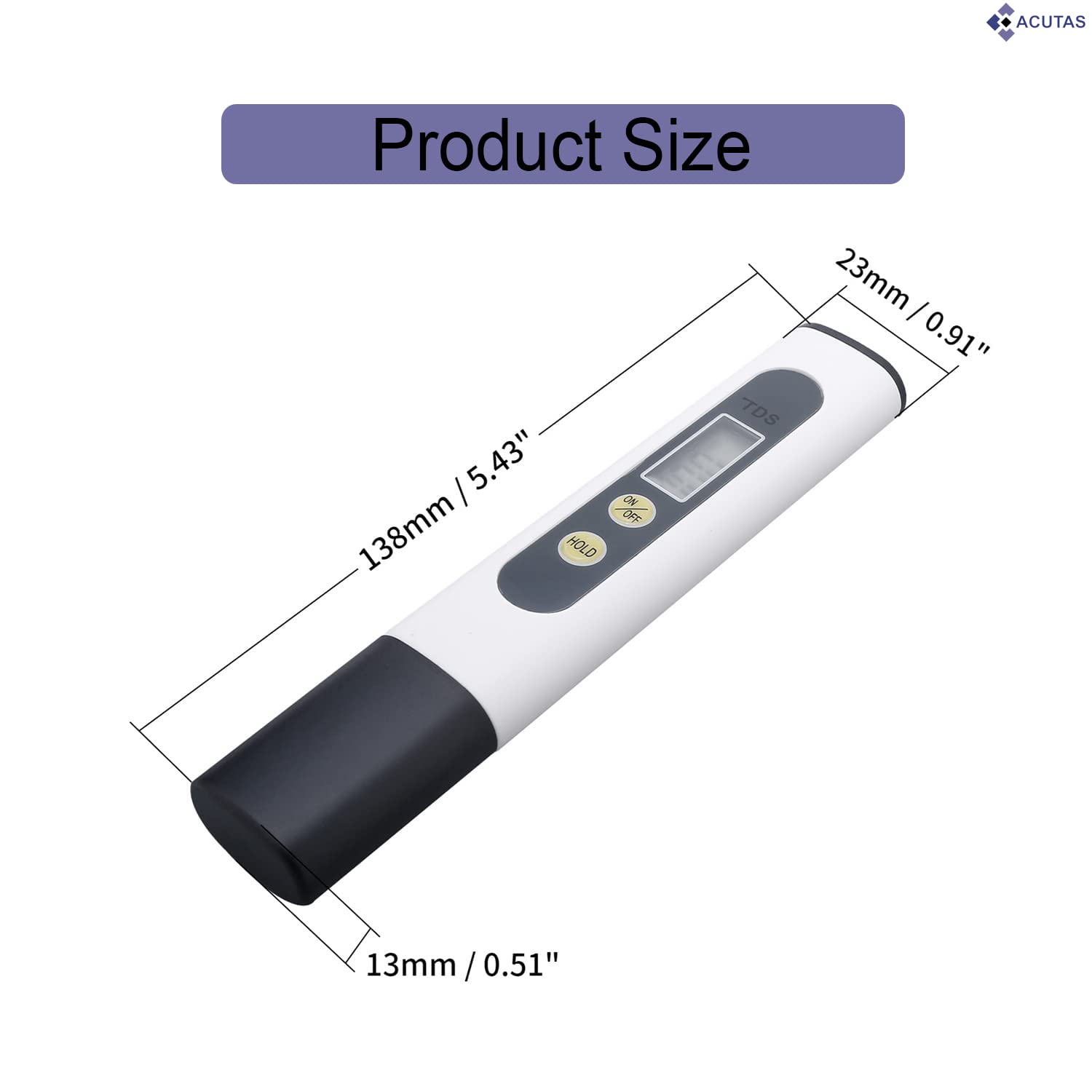 ACUTAS TDS Meter - Accurate and Portable Water Quality Tester for Drinking Water, Aquariums, RO/DI Systems, Hydroponics, and More