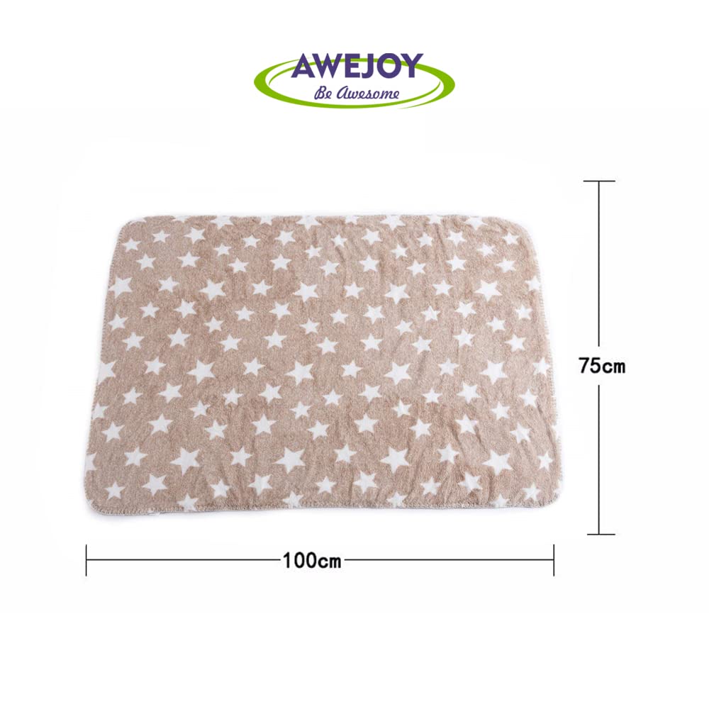 AWEJOY New Born All Season Ultra Soft Baby Blanket for Babies | Baby Wrapper Cum Baby Bedding Set (Brown Star)