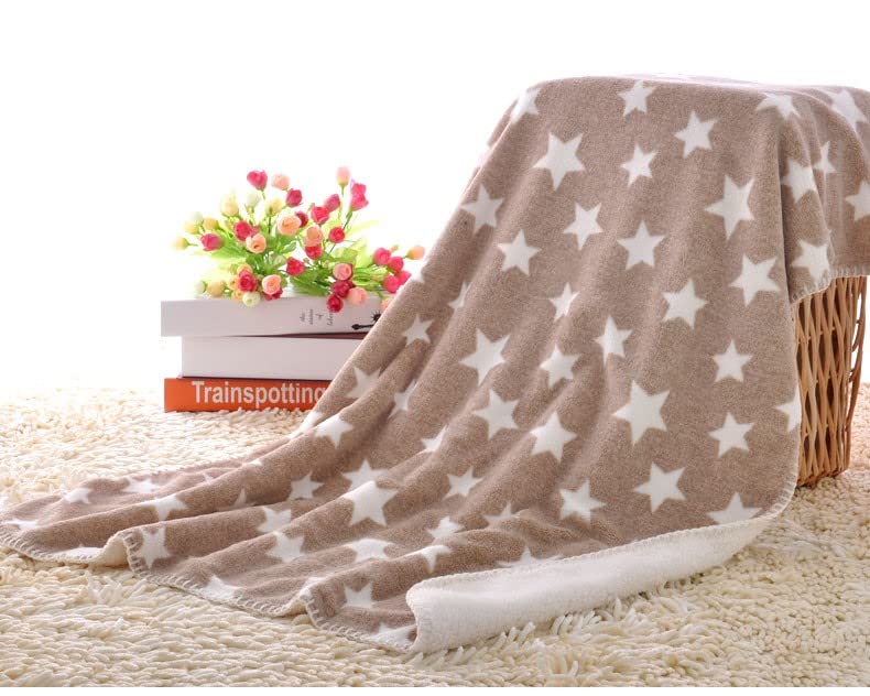 AWEJOY New Born All Season Ultra Soft Baby Blanket for Babies | Baby Wrapper Cum Baby Bedding Set (Brown Star)