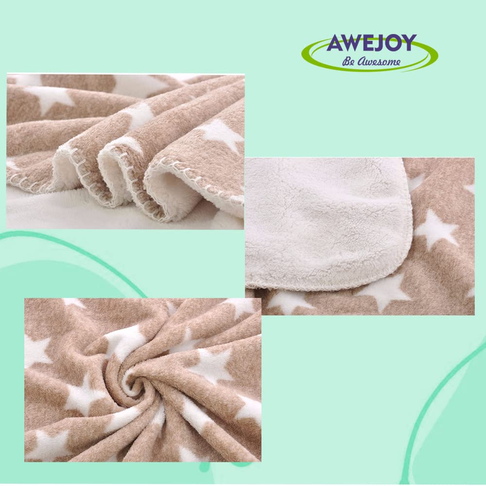 AWEJOY New Born All Season Ultra Soft Baby Blanket for Babies | Baby Wrapper Cum Baby Bedding Set (Brown Star)