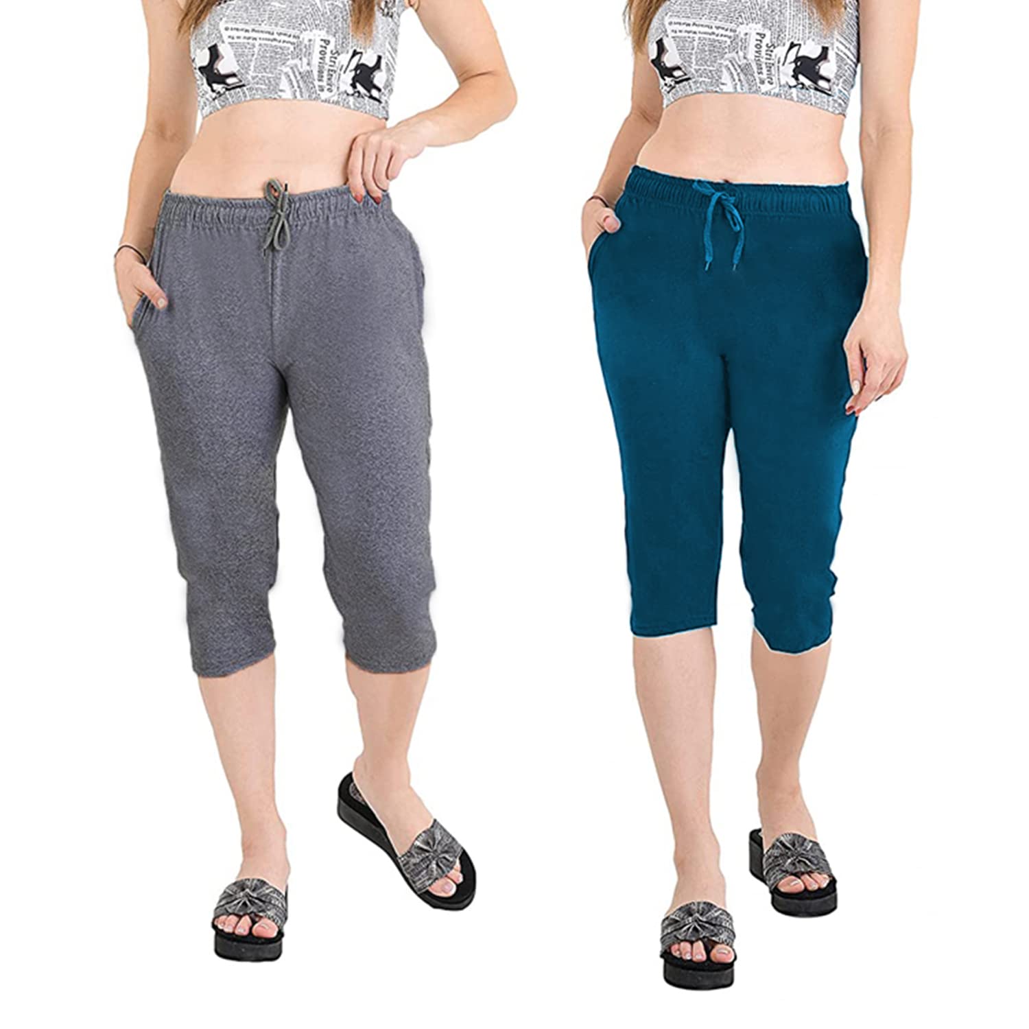 Accustyle Women Cotton Capri with Pockets
