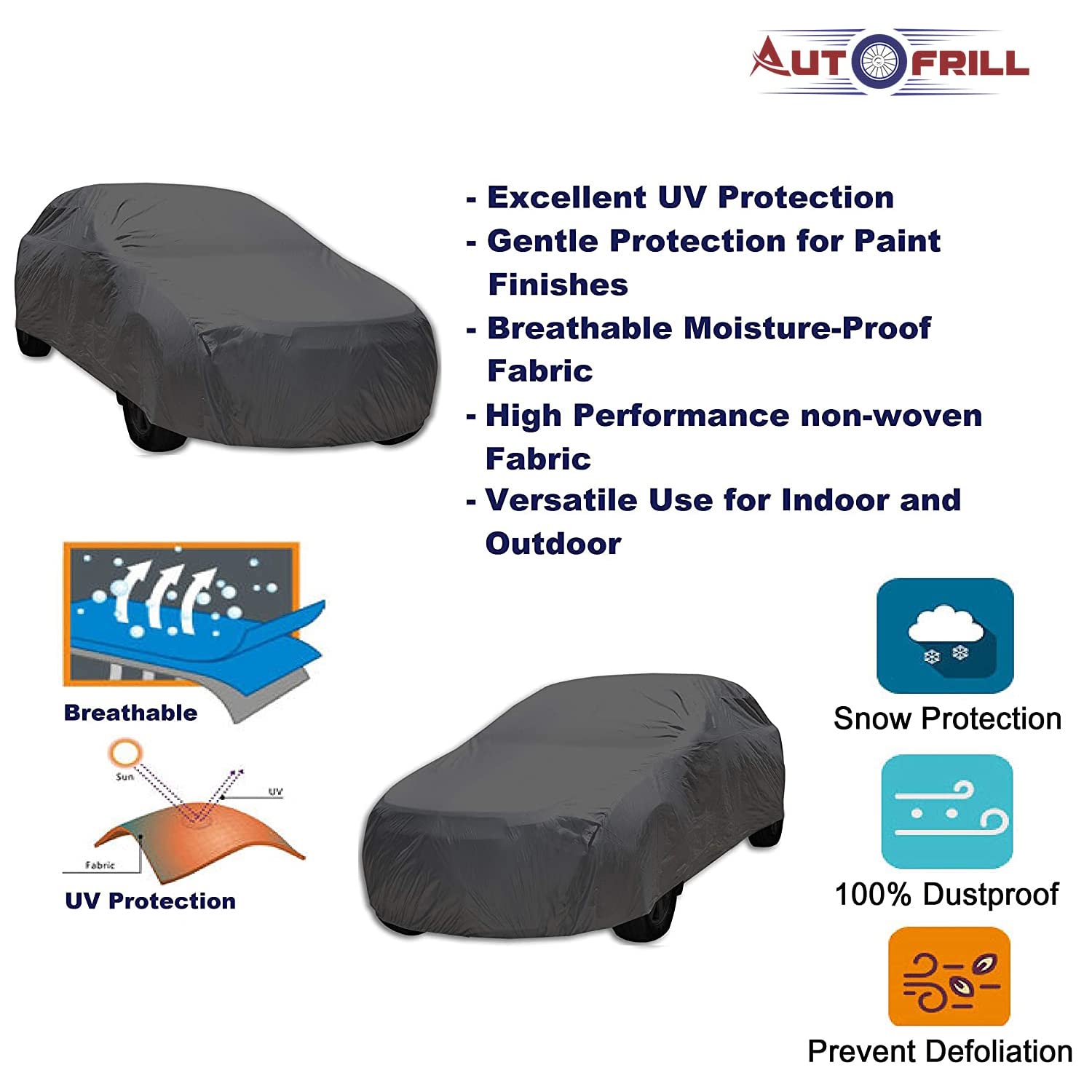 AUTOFRILL Water Resistant Car Cover for Maruti Suzuki Alto 800 Dustproof, UV Protection, Car Body Cover (Grey) (for Maruti Suzuki Alto 800)