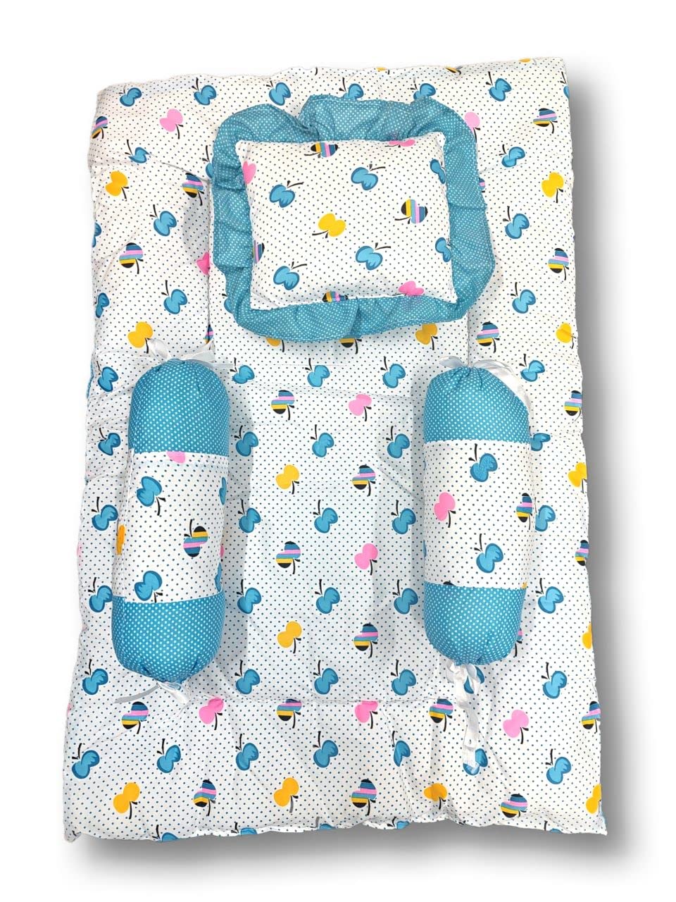 AWEJOY Baby Bedding Set for New Born Baby,Baby Bedding Mattress Set with Neck Pillow & 2 Bolsters | Sleeping Nest Travel Bed for Baby | Infant Toddler Bed Set Gifts for Baby Boy Girl (0-9 Months)