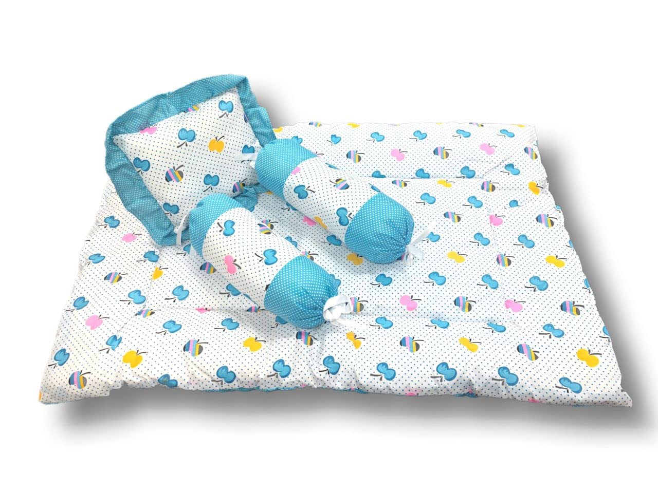 AWEJOY Baby Bedding Set for New Born Baby,Baby Bedding Mattress Set with Neck Pillow & 2 Bolsters | Sleeping Nest Travel Bed for Baby | Infant Toddler Bed Set Gifts for Baby Boy Girl (0-9 Months)