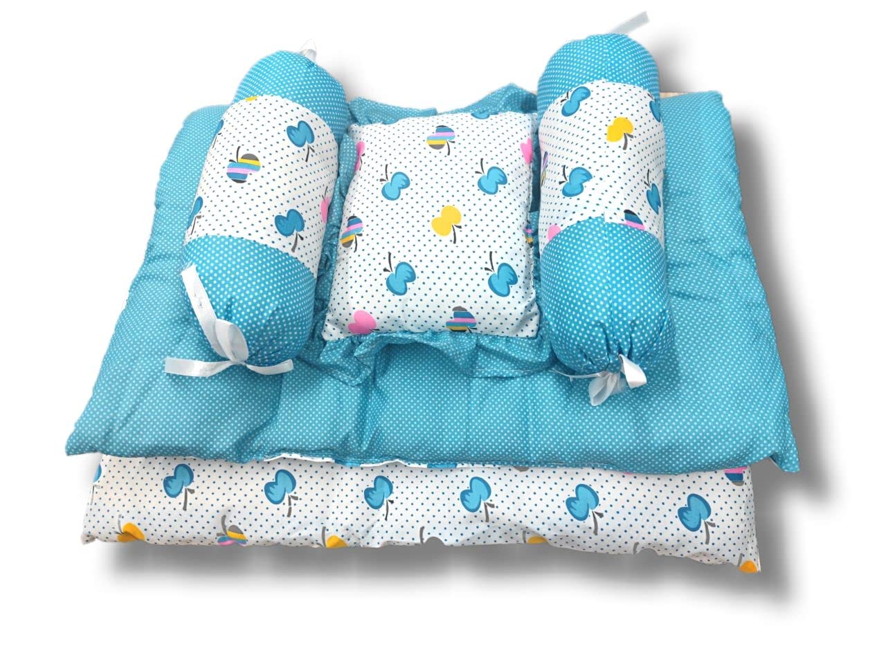 AWEJOY Baby Bedding Set for New Born Baby,Baby Bedding Mattress Set with Neck Pillow & 2 Bolsters | Sleeping Nest Travel Bed for Baby | Infant Toddler Bed Set Gifts for Baby Boy Girl (0-9 Months)