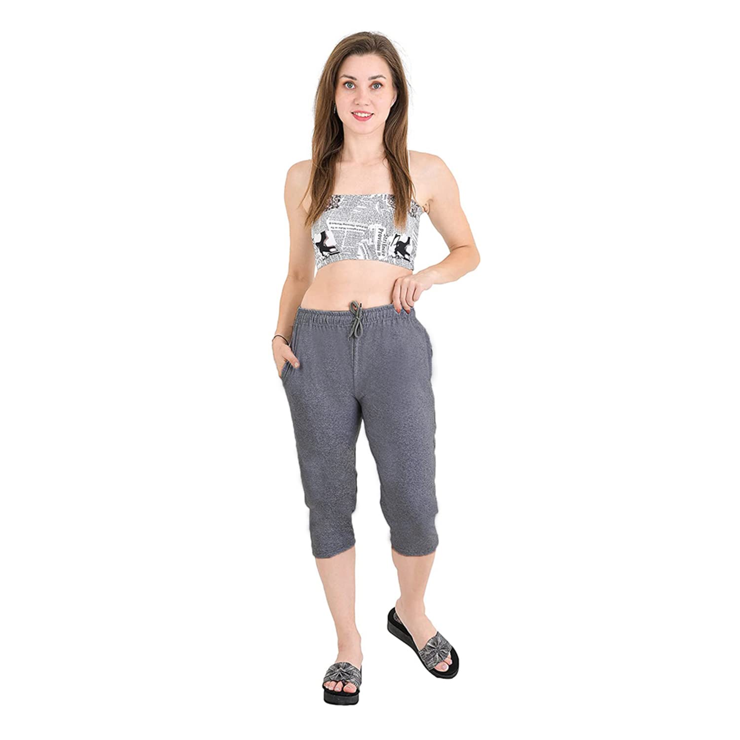 Accustyle Women Cotton Capri with Pockets