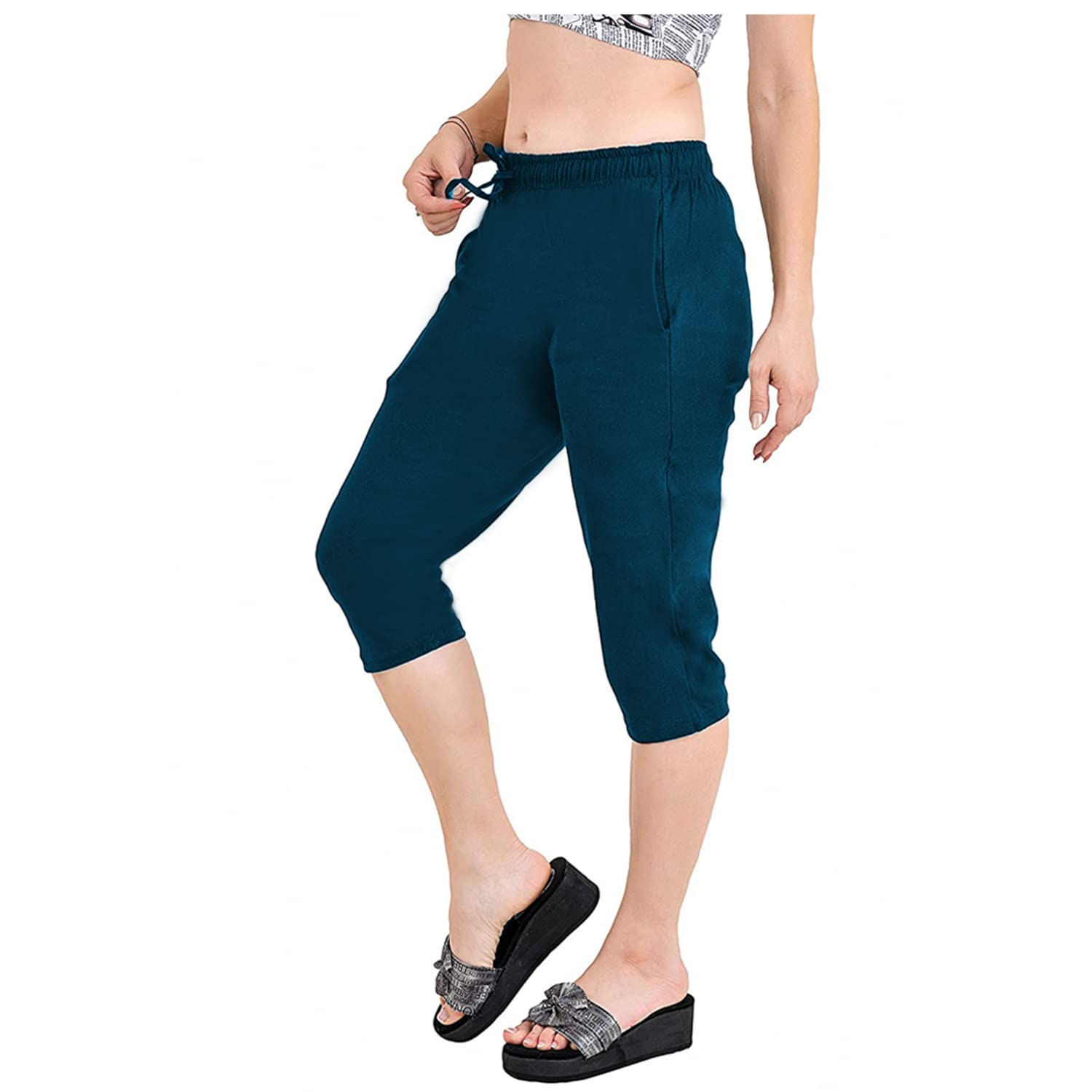 Accustyle Women Cotton Capri with Pockets