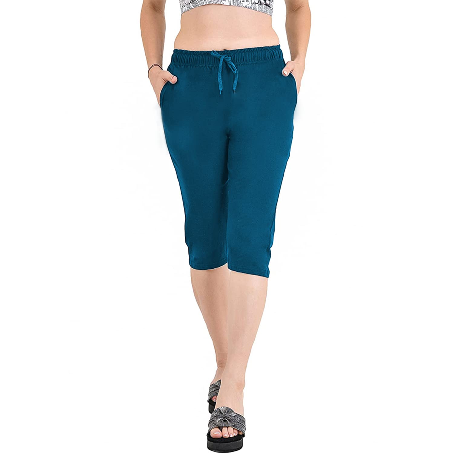 Accustyle Women Cotton Capri with Pockets