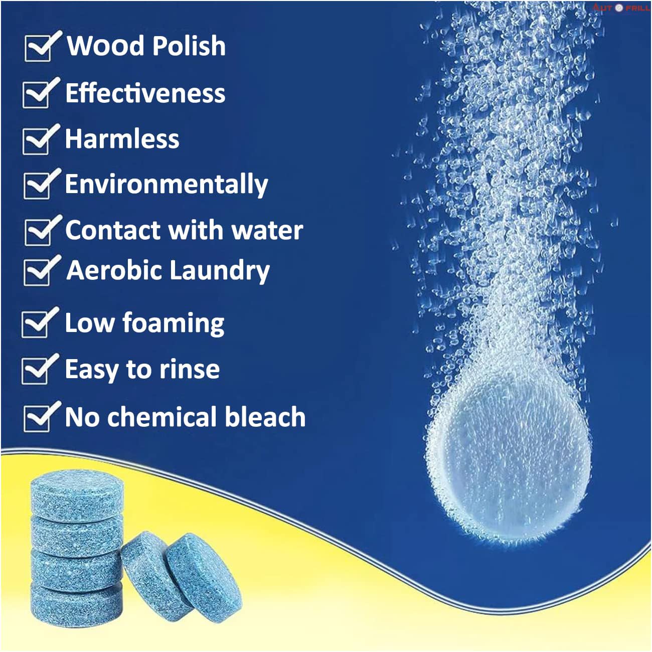 AUTOFRILL Car Accessories Car Glass Cleaner Detergent Effervescent Tablets, Car Windshield Cleaner Wiper, Car Cleaning Kit, Cleaning Tablets, Car Interior Cleaner Dashboard
