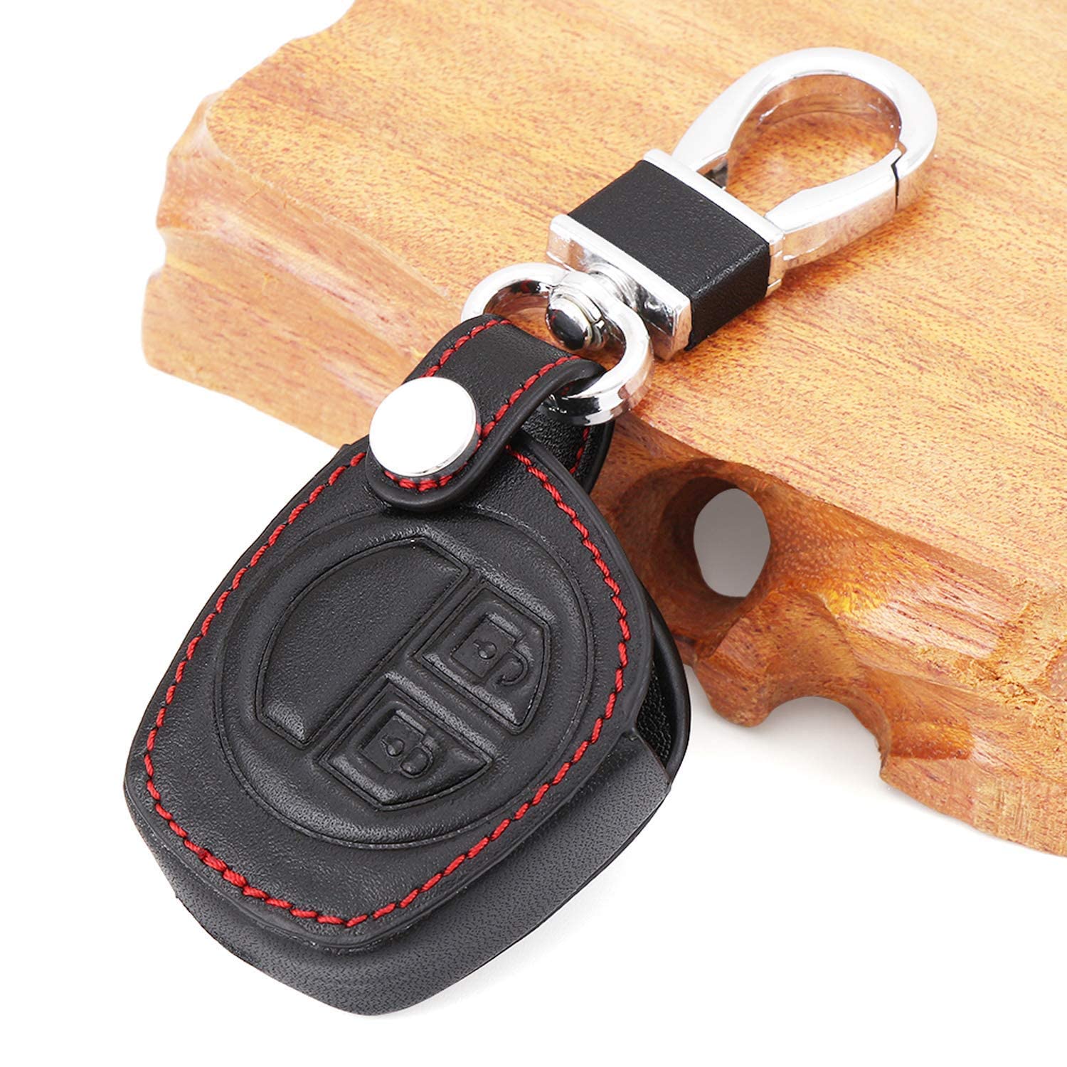 Keycase Car Key Cover (Black & Red) for Maruti Suzuki Swift/Baleno/WagonR/Celerio/Swift Dzire/Breza/Ciaz/Scross Key Cover