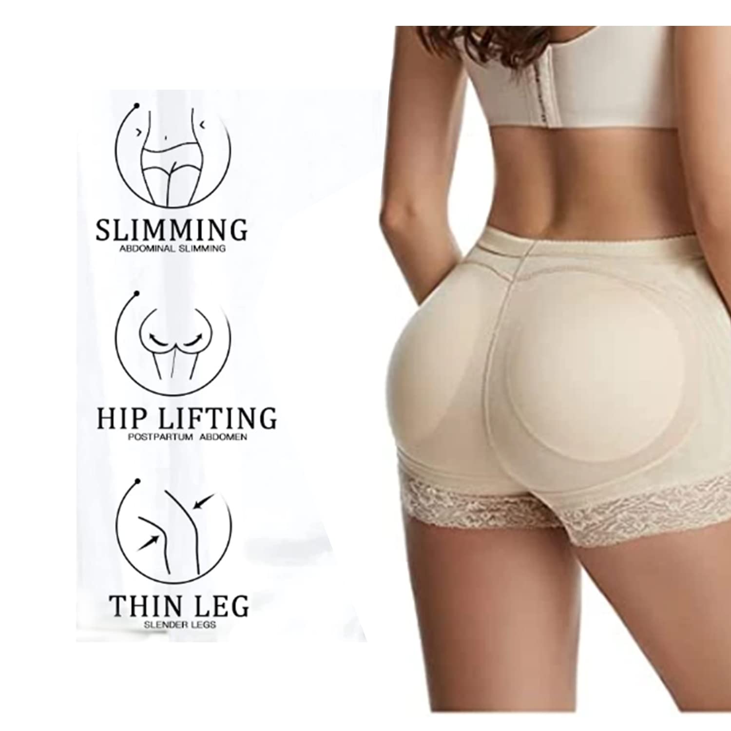 DALUCI Women's Polyester Panties Butt Lifter Body Panty Sexy Woman Fake as Shapewear Underwear (S,L,XL)