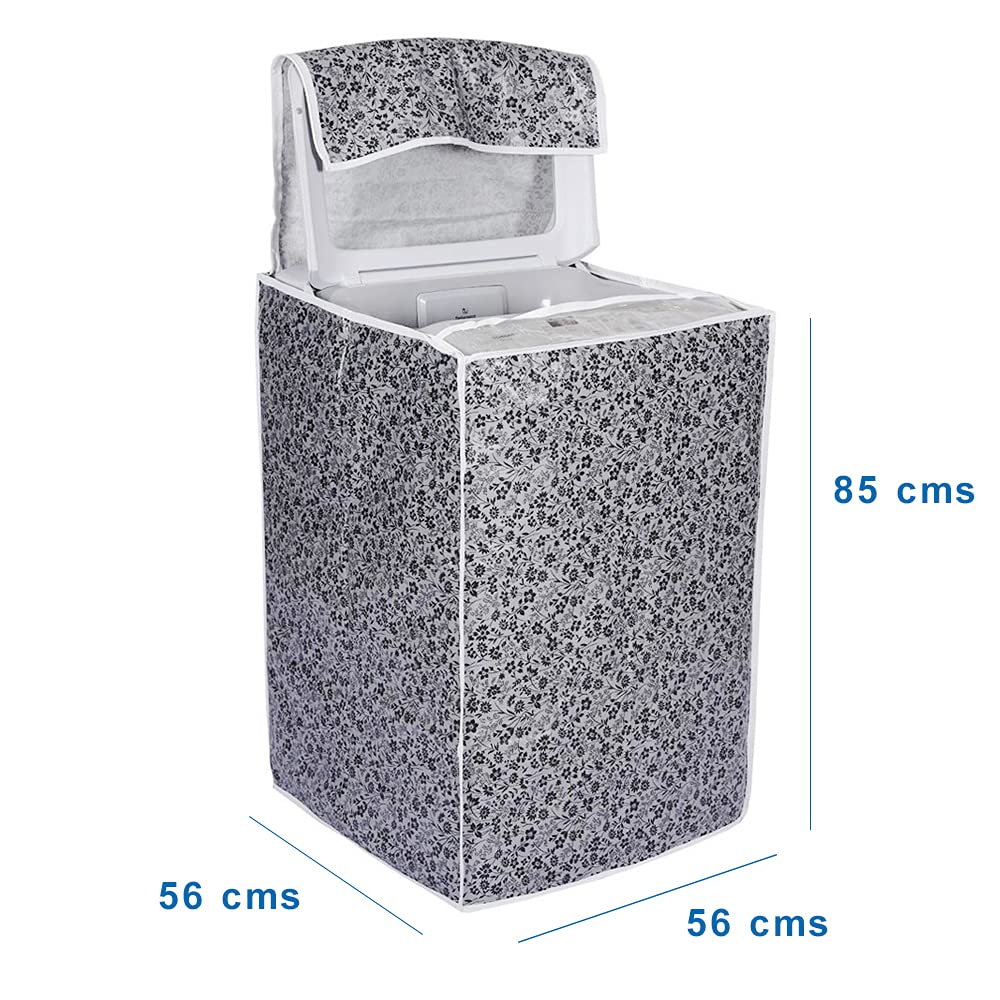 ETUZI Top Load Washing Machine Cover Suitable for LG 6 kg | 6.2 Kg | 6.5 Kg | 7 Kg Washing Machine (Black & Grey, 56cms X 56cms X 85cms)