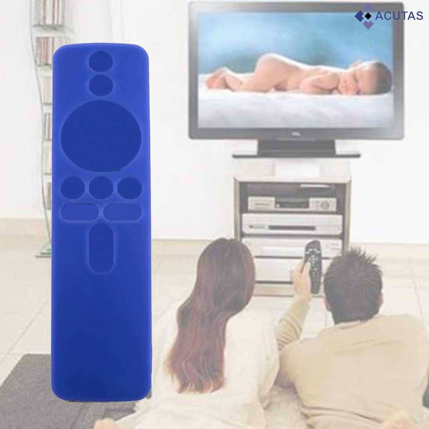 ACUTAS Silicone Remote Cover for Mi TV Stick/MI Box S / 3S Compatible with MI 4X / 4A Smart LED TV (Only Netflix & Prime Video/Live Button) Remote Controller