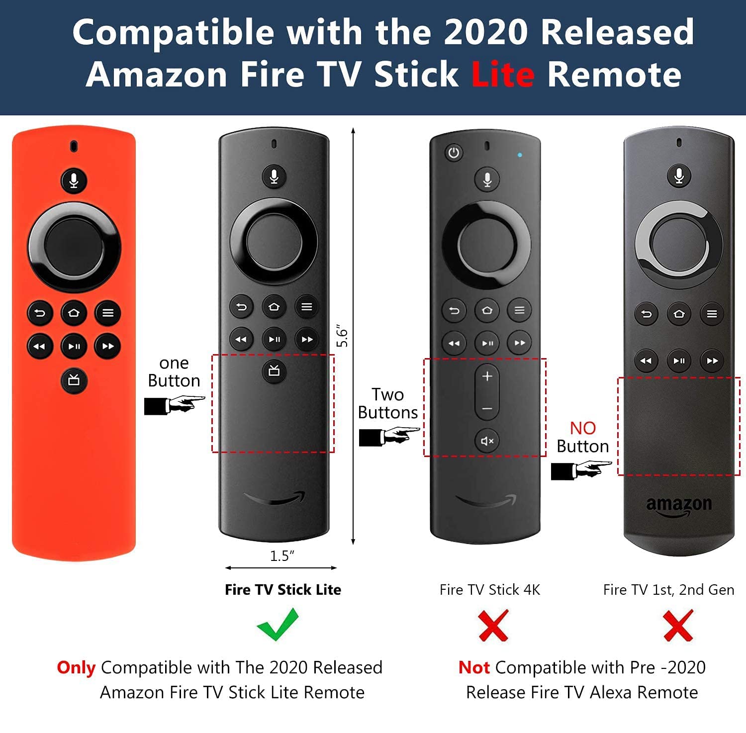 ETUZI Silicone Protective Remote Cover Compatible for Fire TV Stick Light Alexa Voice Remote Cover
