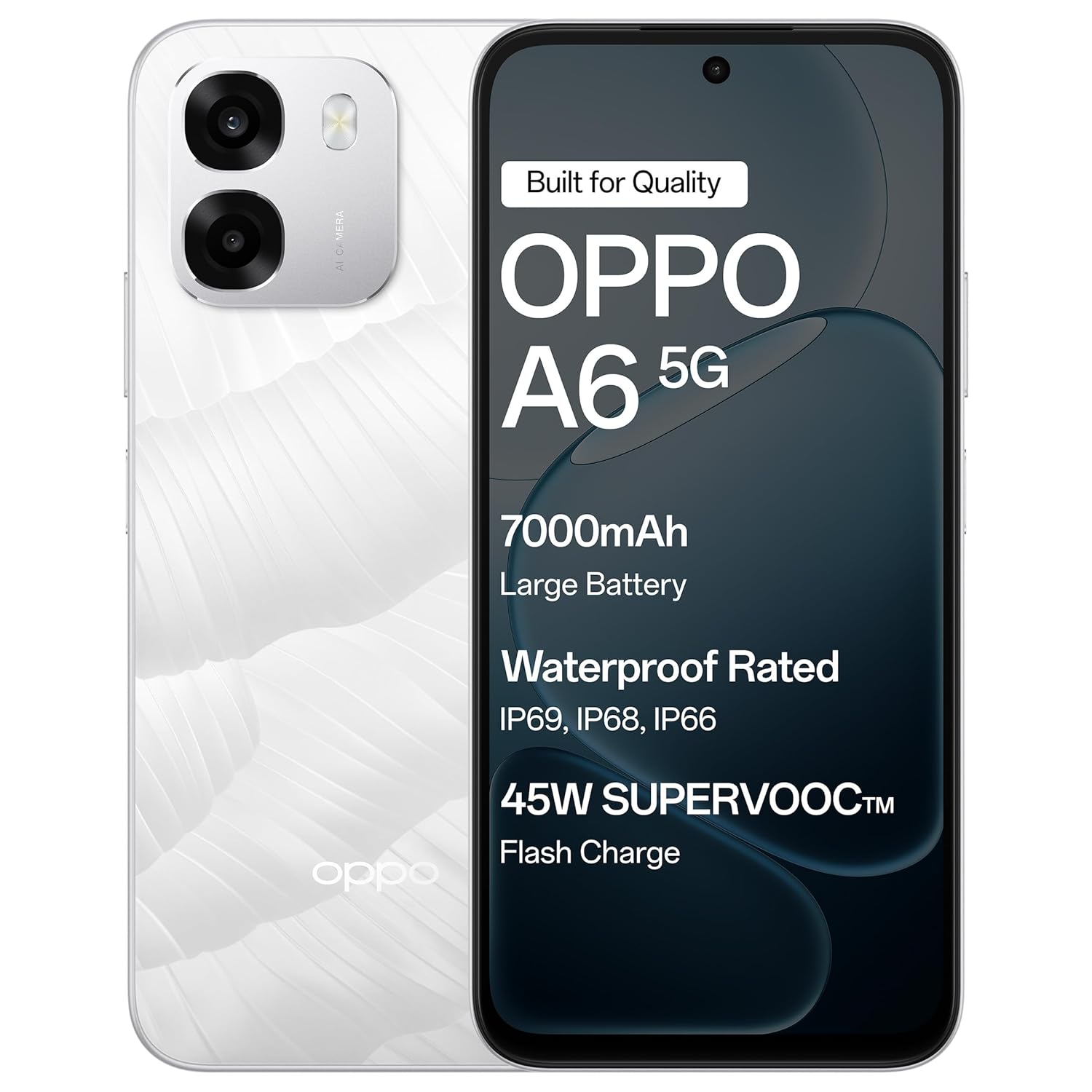 Oppo A6 Smartphone Ice White 6GB RAM, 256GB Storage