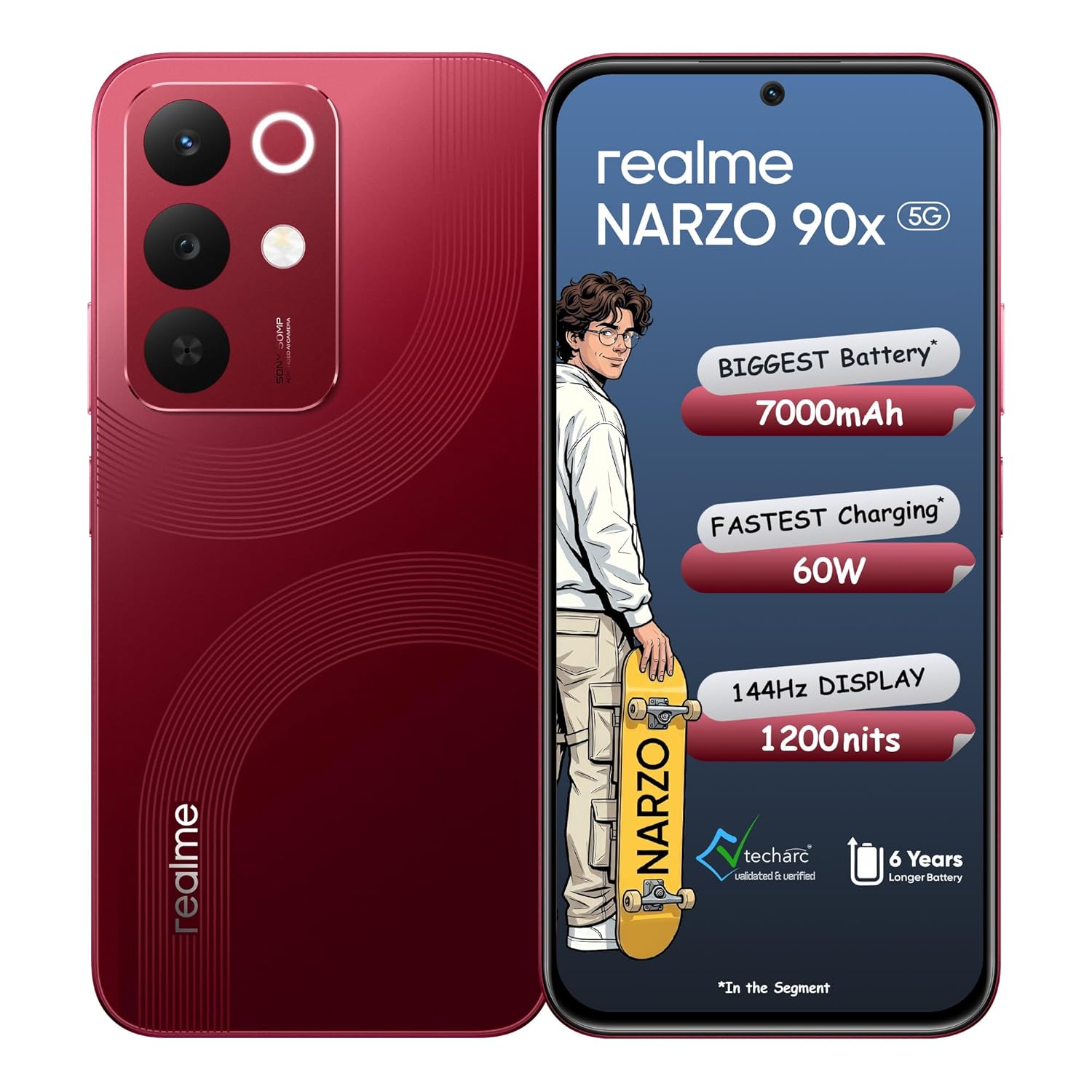 Realme NARZO 90x 5G Maroon Red, 6GB+128GB