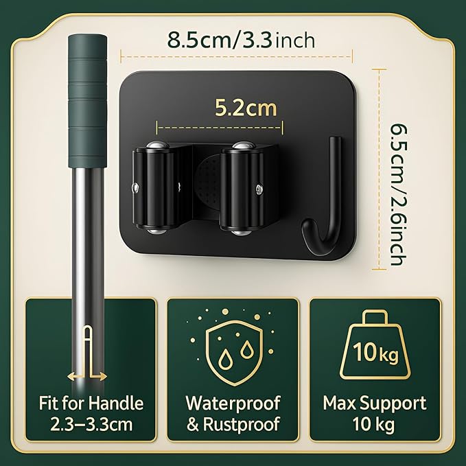 Broom Holder with Hook,Heavy Duty & Premium Quality
