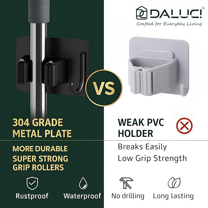 Broom Holder with Hook,Heavy Duty & Premium Quality