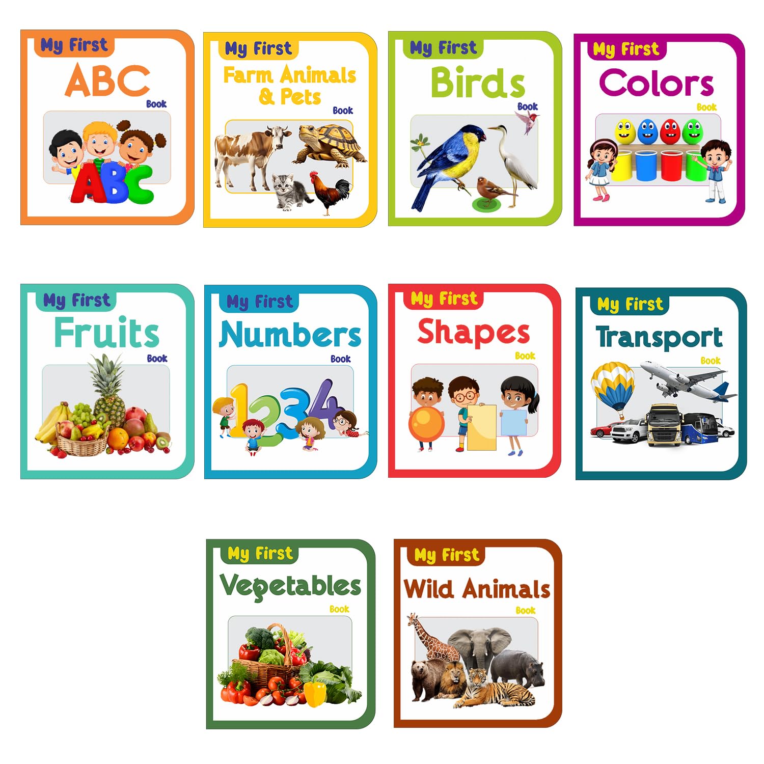 AWEJOY My First Knowledge Library: Box Set of 10 Board Books for Kids