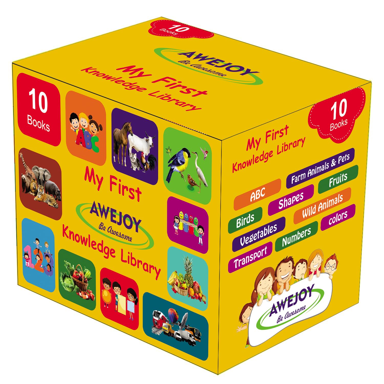 AWEJOY My First Knowledge Library: Box Set of 10 Board Books for Kids