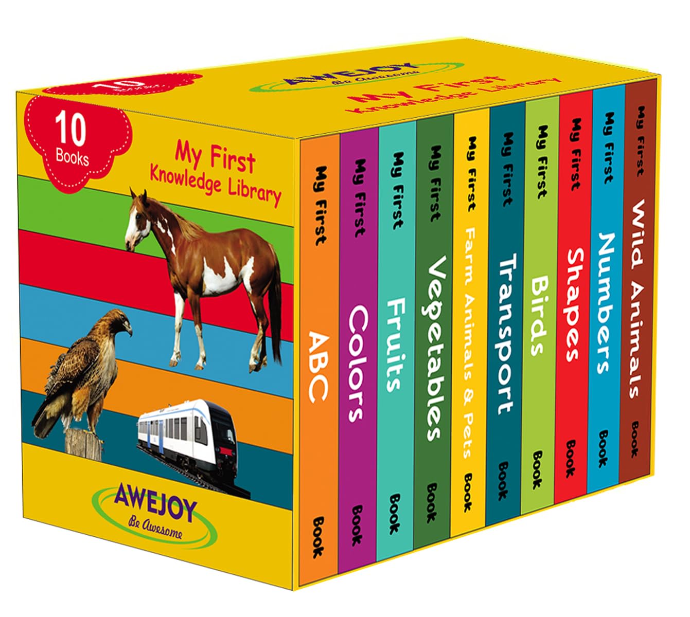 AWEJOY My First Knowledge Library: Box Set of 10 Board Books for Kids