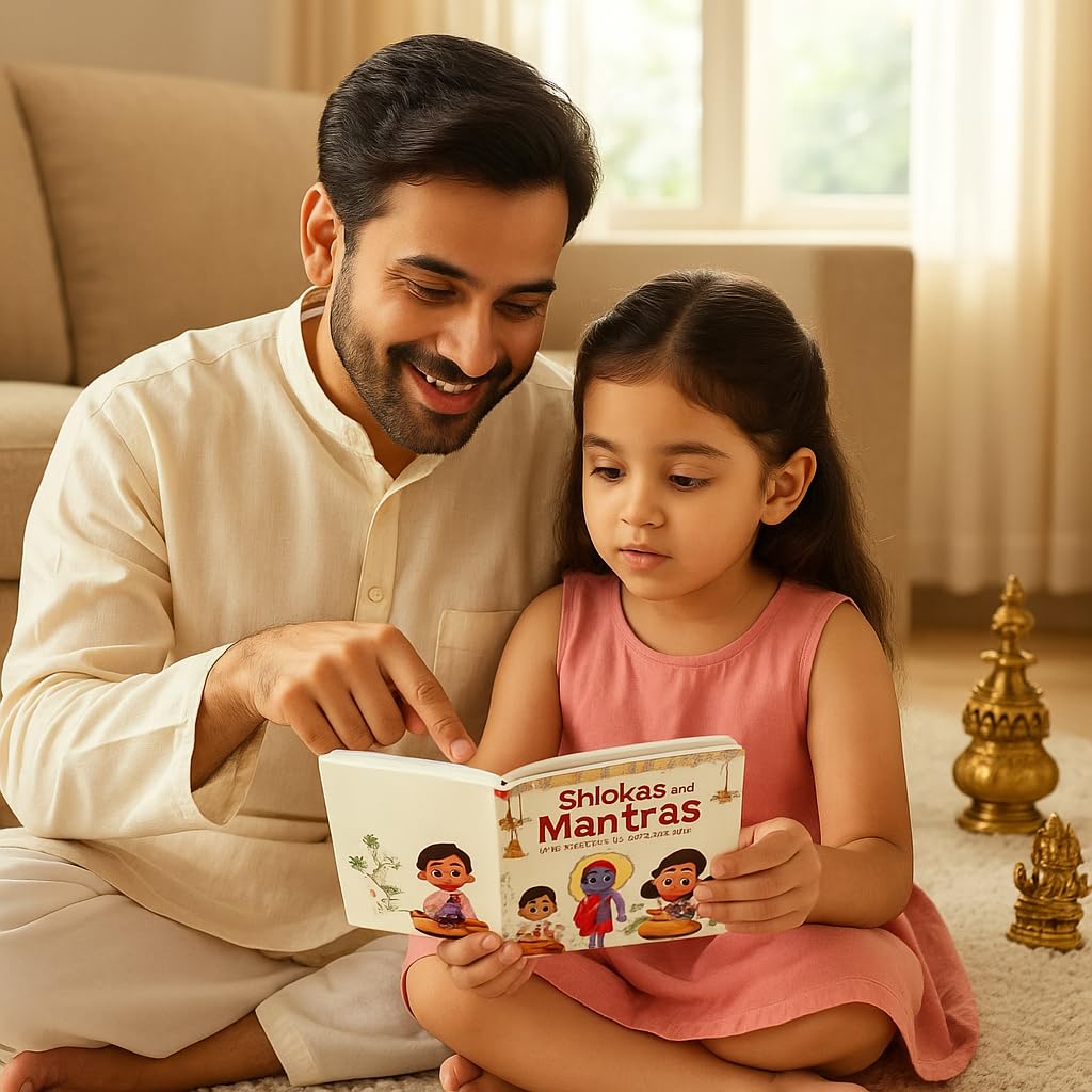 Shlokas & Mantras for Kids | Illustrated Board Book in English, Sanskrit & Hindi | Hindu Prayer & Vedic Mantra Learning | Spiritual & Religious Books