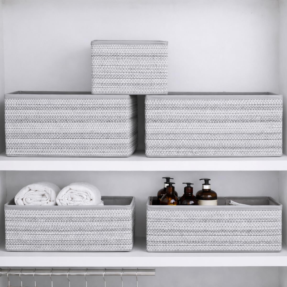 6 Piece Foldable Clothing Storage Box Set | Cube Storage Bins and Dividers for Wardrobe Cloth Organizer for Storage Cupboard and Drawer Organizers for Shirts Pants Underwear Bras Socks