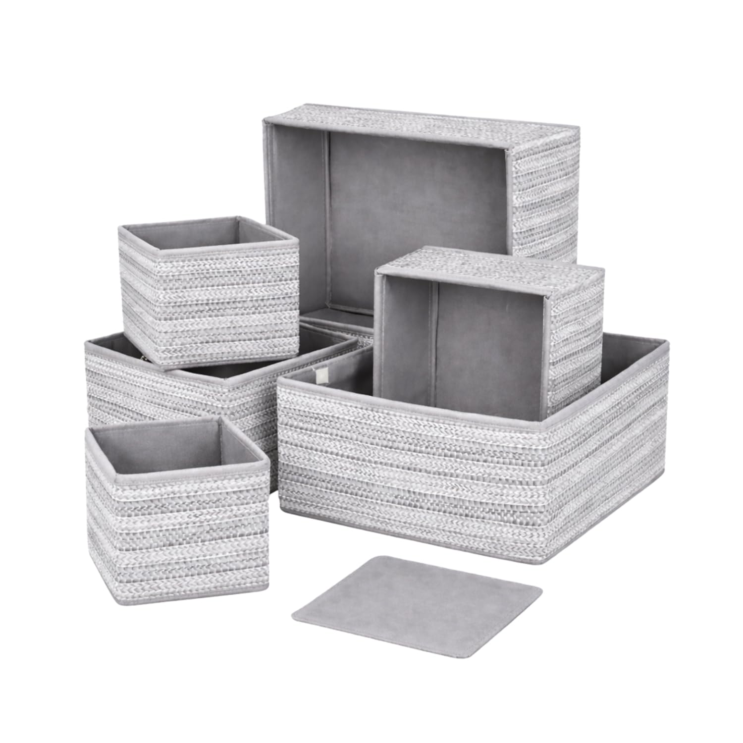 6 Piece Foldable Clothing Storage Box Set | Cube Storage Bins and Dividers for Wardrobe Cloth Organizer for Storage Cupboard and Drawer Organizers for Shirts Pants Underwear Bras Socks