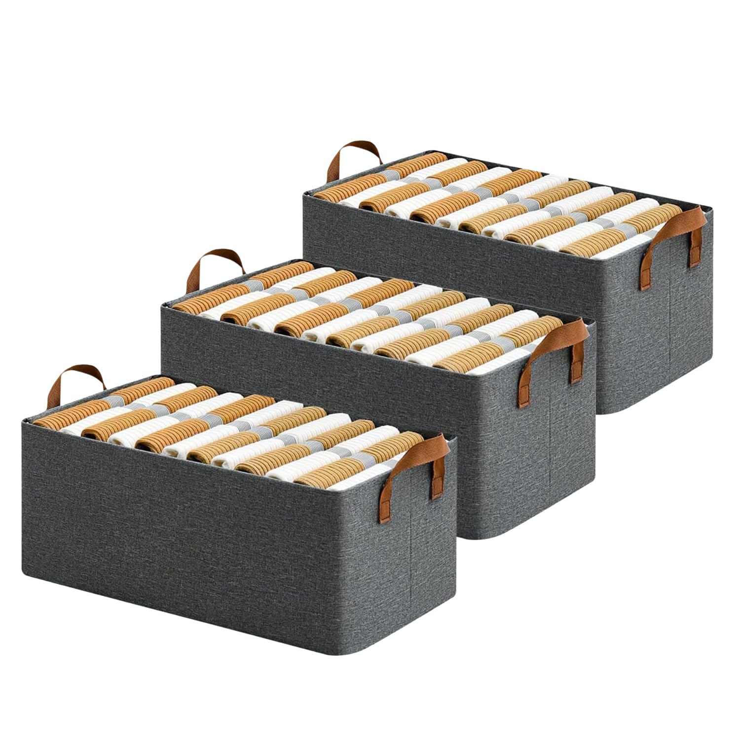 Wardrobe Organizer for Clothes – Foldable Fabric Storage Box with Metal Frame | Storage Basket for Almirah, Cupboard, Jeans & Sweaters (Grey)