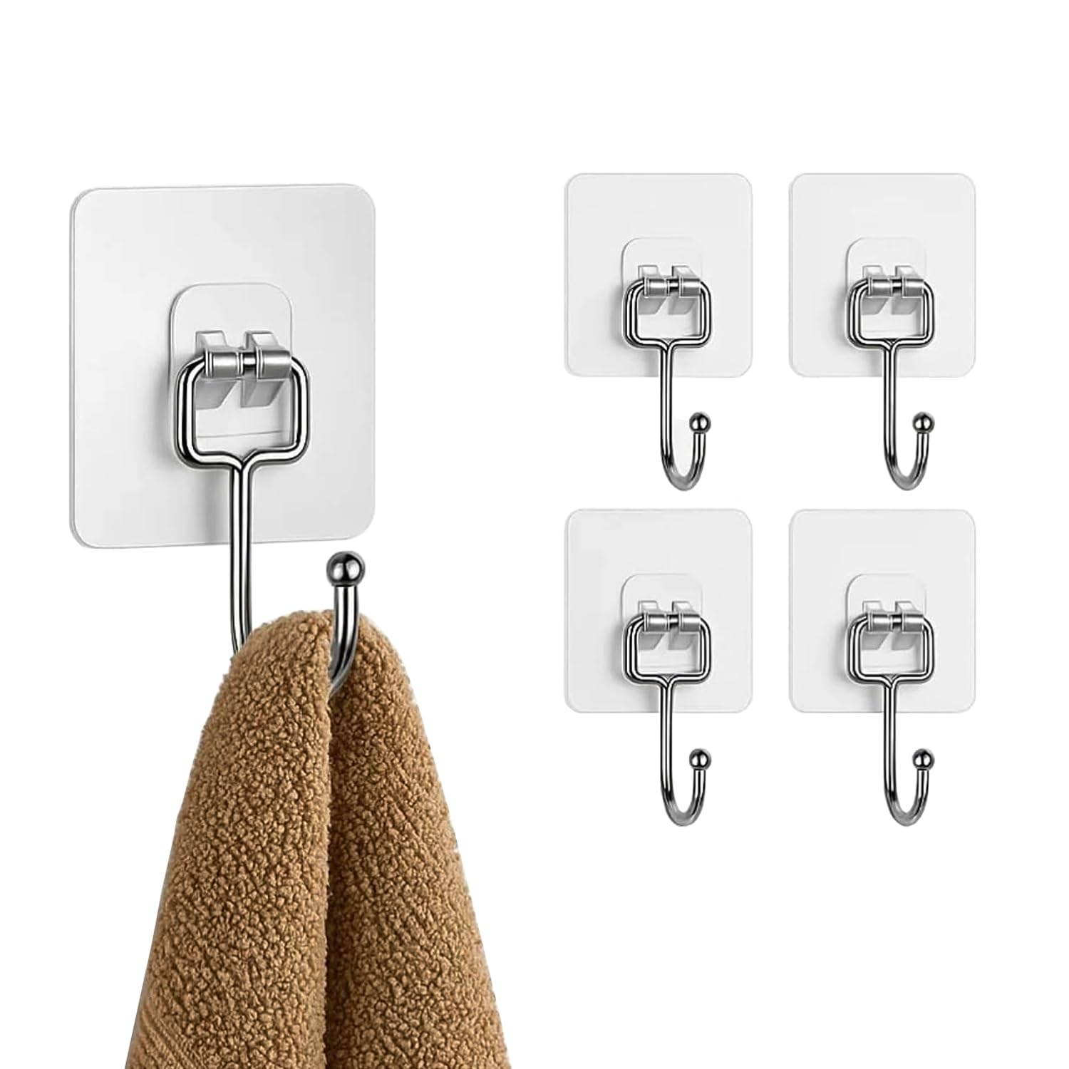 Big Size Self Adhesive Hooks Transparent Wall Hooks for Hanging – Heavy Duty Wall Hanger Hook for Bathroom, Kitchen, Home & Office, Towels & Utensils – Hooks for Wall Heavy Items (Big Hook)