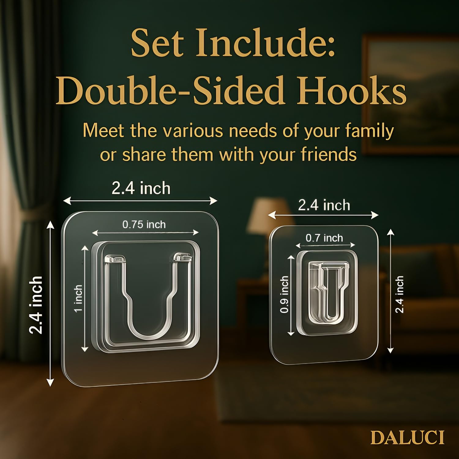 5 Pair Heavy Duty Male-Female Interlocking Adhesive Wall Hooks for Hanging | Sticker Hooks for Wall Heavy Items | Nail-Free Wall Hanger Hook for Bathroom, Kitchen (Male - Female, Pack of 10)