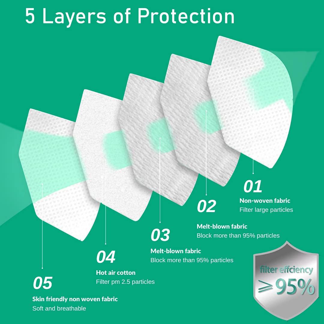 DALUCI N95 FFP2 5-Layer Fabric Face Mask Anti - Pollution , Anti - Virus Breathable 100% CERTIFIED Face Mask 5 Layer N95 Mask for Men & Women Washable (Pack of 10)