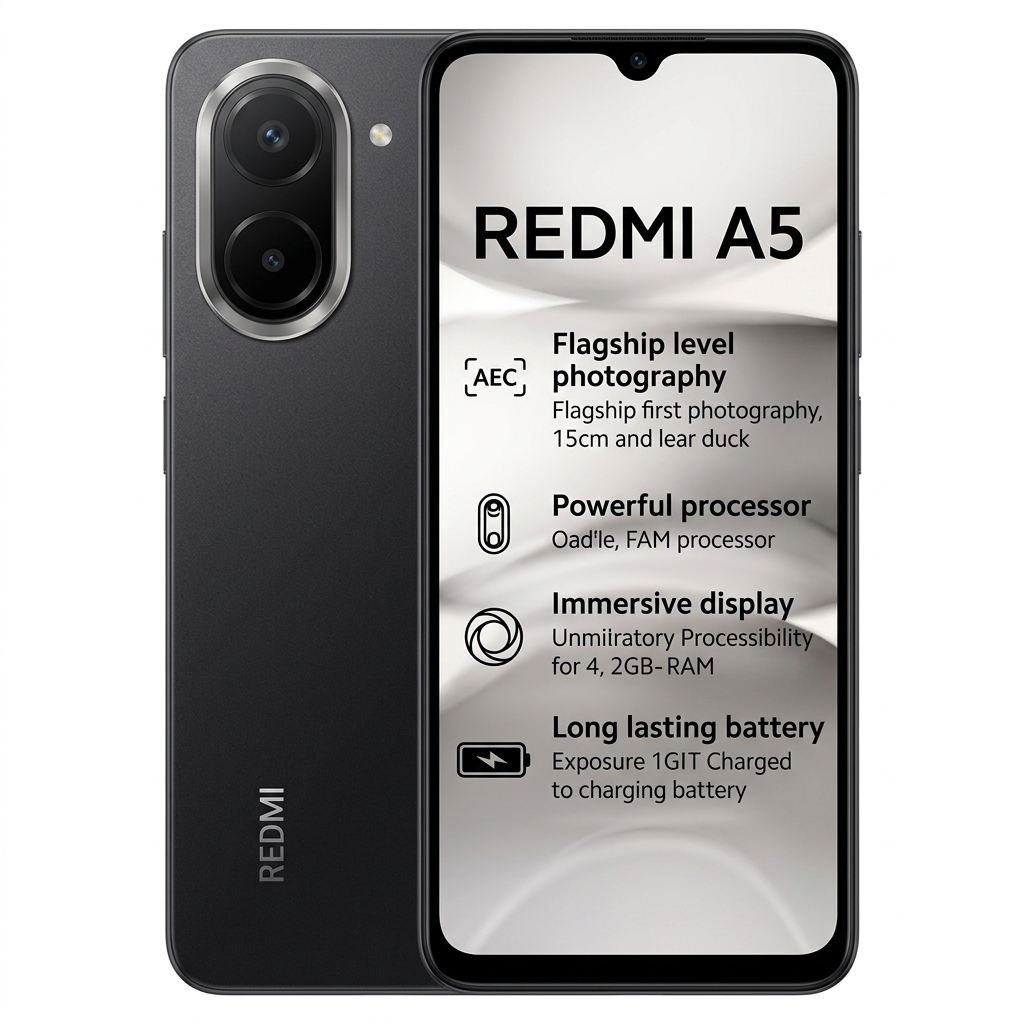 Redmi A5 4G Black (3GB RAM 64GB Storage) | Royale Design | Segment's Largest 6.88 inches and Smoothest 120Hz Display | 5200mAh Large Battery