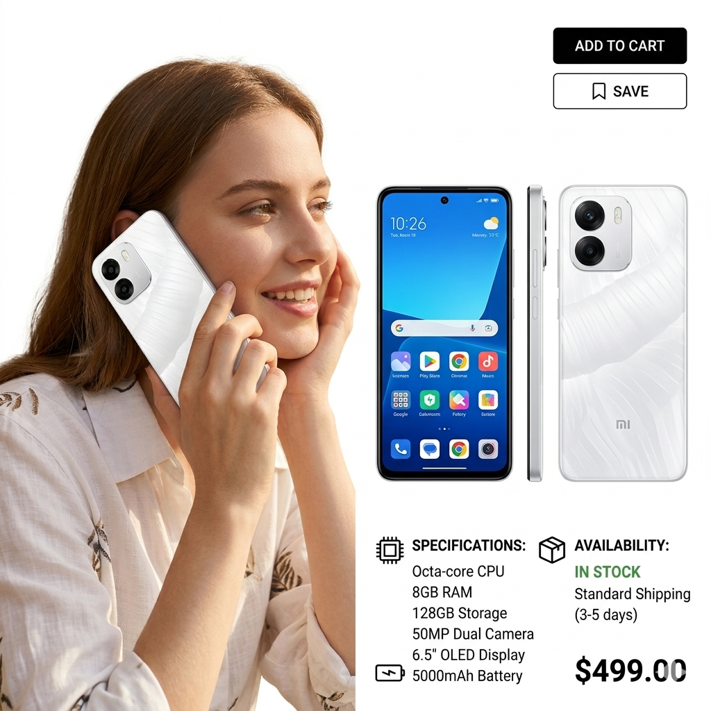 Oppo A6 Smartphone Ice White 6GB RAM, 256GB Storage