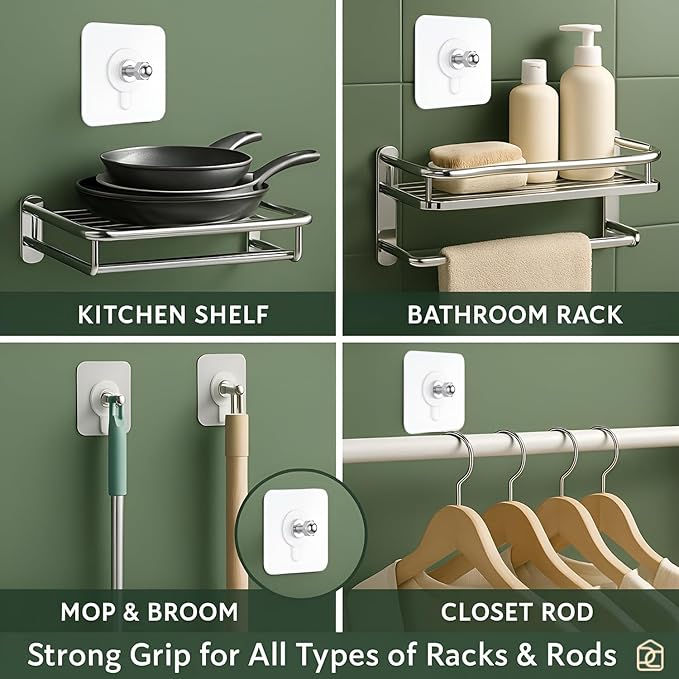 Screw Hooks for Hanging | Heavy Duty Adhesive Wall Hooks for Wall Heavy Items.