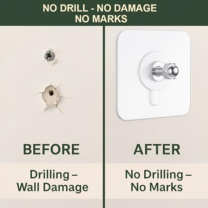 Screw Hooks for Hanging | Heavy Duty Adhesive Wall Hooks for Wall Heavy Items.