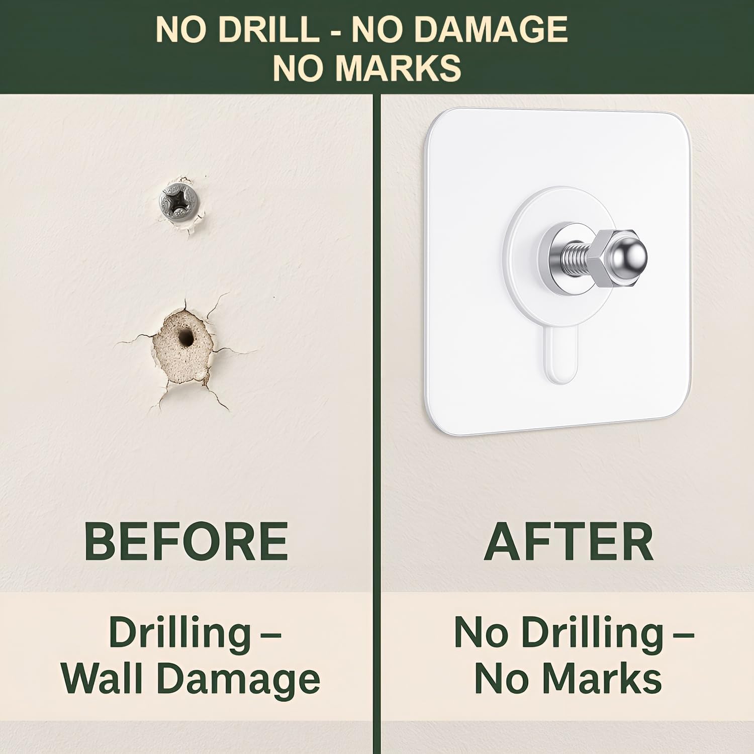 Self Adhesive Screw Hooks for Hanging | Heavy Duty Adhesive Wall Hooks for Wall Heavy Items | Sticker Screw Wall Hook Without Drilling, Nail Free Wall Hooks for Clothes Towels & Home